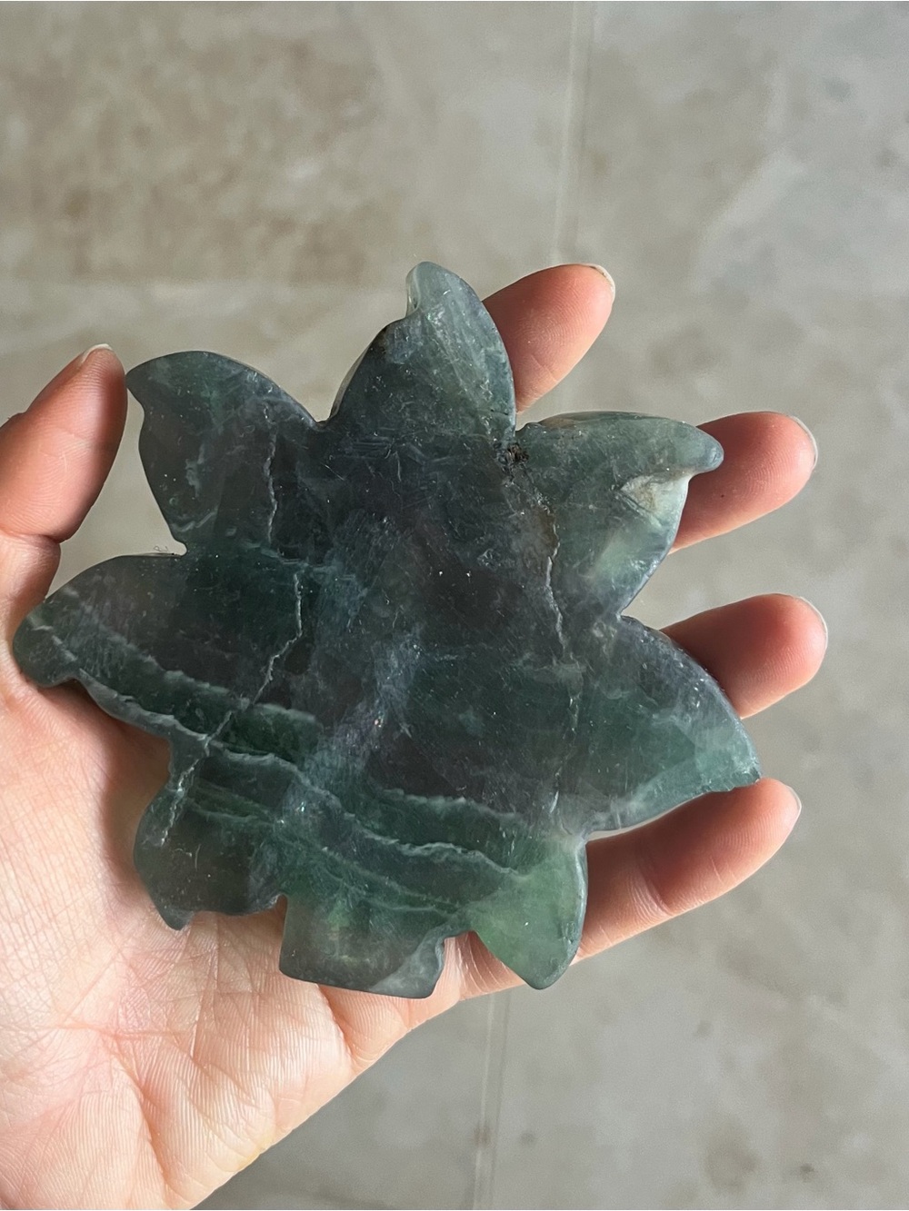 Natural Crystal Stone Set Carving Leaves Fluorite Pink Agate Amethyst Healing - Picture 3 of 6